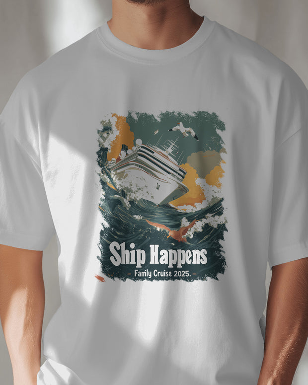 Cruise 2025 Funny Ship Happens Shirt - Family Vacation Tee, Beach Trip Shirt, Matching Cruise Shirts, Group Travel Outfit, Gift Idea