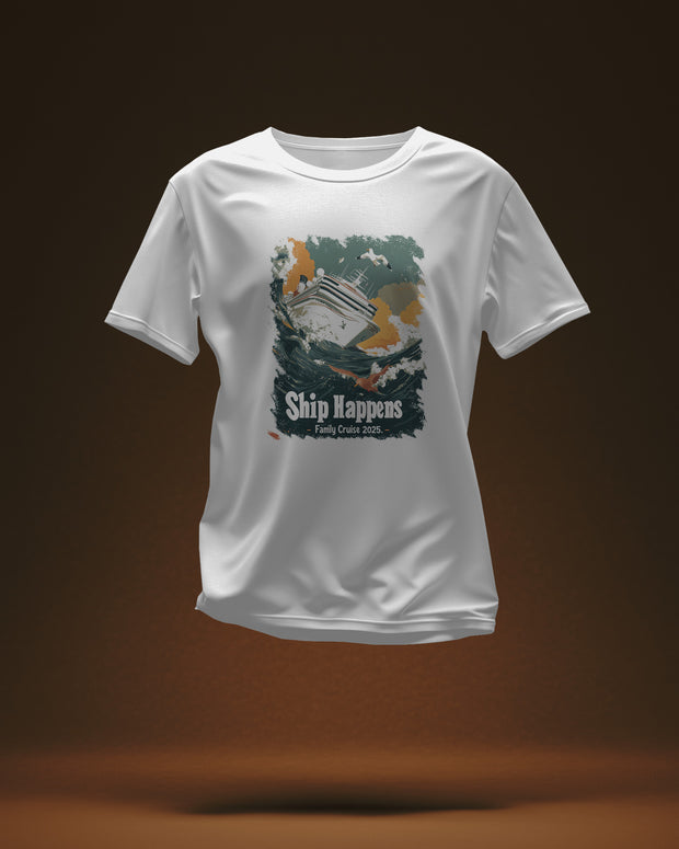 Cruise 2025 Funny Ship Happens Shirt - Family Vacation Tee, Beach Trip Shirt, Matching Cruise Shirts, Group Travel Outfit, Gift Idea
