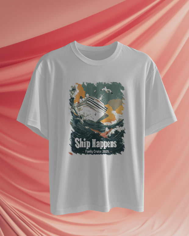 Cruise 2025 Funny Ship Happens Shirt - Family Vacation Tee, Beach Trip Shirt, Matching Cruise Shirts, Group Travel Outfit, Gift Idea