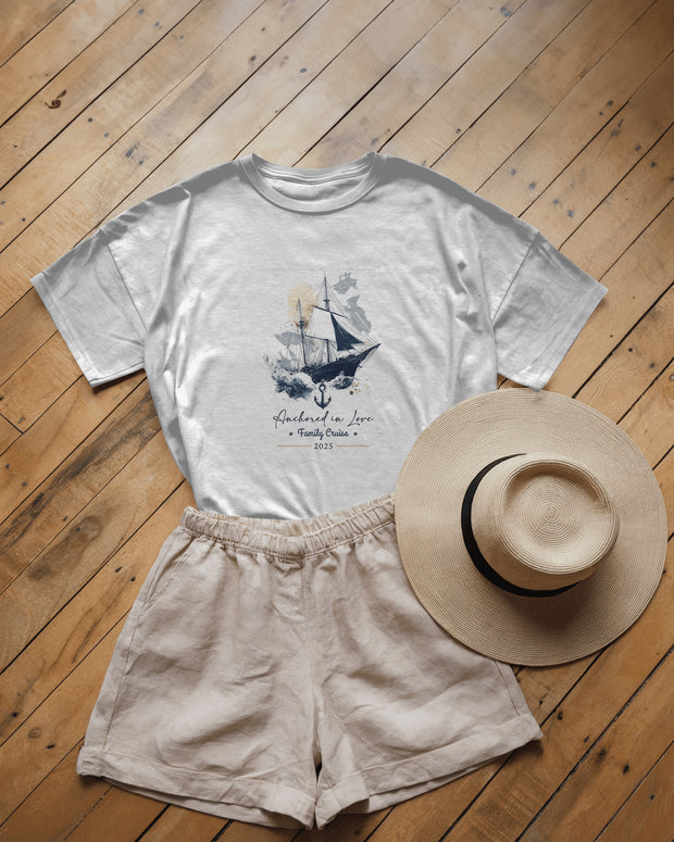 Anchored in Love Family Cruise 2025 Shirt - Matching Cruise Shirts, Beach Vacation Outfit, Group Travel Tee, Family Trip Gift Idea
