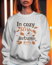 Autumn Bliss Crewneck Sweatshirt, Cozy Fall Typography Jumper, Unisex Pullover, Seasonal Sweatshirt, Fall Leaves Sweatshirt, Autumn Gift