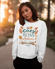 Autumn Cozy Bliss Black Sweatshirt, Fall Leaves Sweater, Autumn Vibes Jumper, Warm Pullover, Cozy Seasons Top, Autumn Apparel