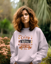 Autumn Cozy Bliss Sweatshirt, Fall Leaves Crewneck Jumper, Thanksgiving Gift, Warm and Cozy Clothing, White Pullover Sweater, Seasonal