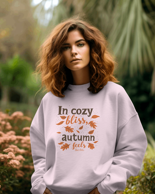 Autumn Bliss Crewneck Sweatshirt, Cozy Fall Typography Jumper, Unisex Pullover, Seasonal Sweatshirt, Fall Leaves Sweatshirt, Autumn Gift